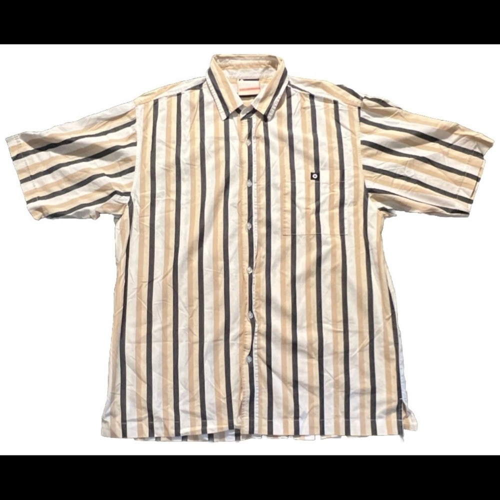 South Pole yellow Cream and Black Casual Button Down Shirt